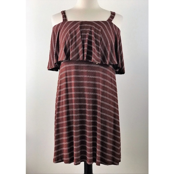 Lush Dresses & Skirts - New Lush (S) Striped Cold Shoulder Dress